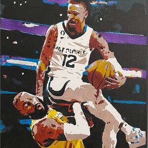Ja Morant Dunkin Lebron James Painting